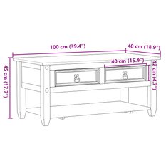 Stolik kawowy Corona 100x48x45 cm z dwoma szufladami z litego drewna sosnowego do salonu - Miniaturka zdjęcia nr 9