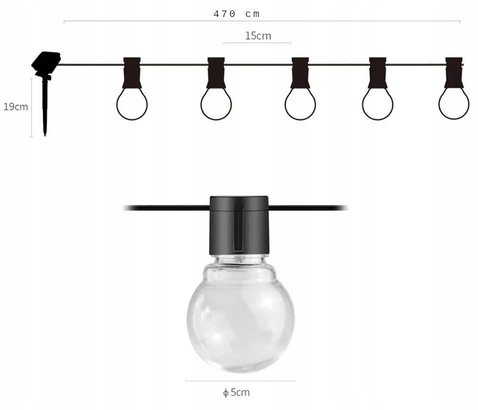 Lampy 470 cm girlanda wiszące do ogrodu kolorowe  nr. 9