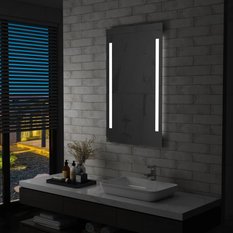 Lustro 60x100 cm do sypialni łazienki ścienne z LED szklane aluminium srebrny - Miniaturka zdjęcia nr 3