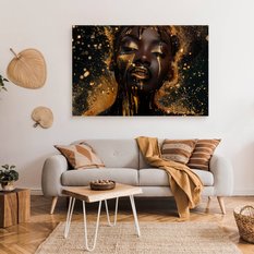 Obraz Na Płótnie Kobieta W Złotym Pyle Abstrakcja 120x80 Czarne Tło - Miniaturka zdjęcia nr 3