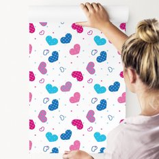 Tapeta Dla Dziewczynki Kolorowe SERDUSZKA Kropki 53x1000  - Miniaturka zdjęcia nr 8