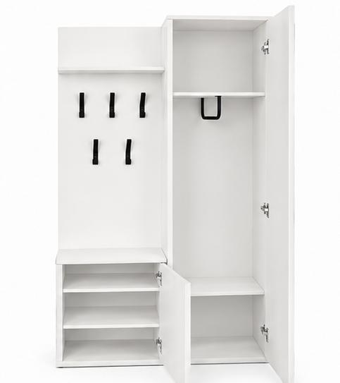 Garderoba do przedpokoju DUO 180x95x35 cm z lustrem wieszakami szafka na buty biały, prawa nr. 5
