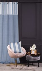 Zasłona CHIC STRIPE 140x270 cm błękitna welwetowa na przelotkach 