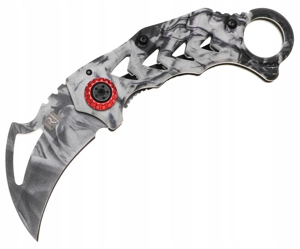 Nóż myśliwski 17 cm / 6 cm scyzoryk karambit składany turystyczny survivalowy srebrny