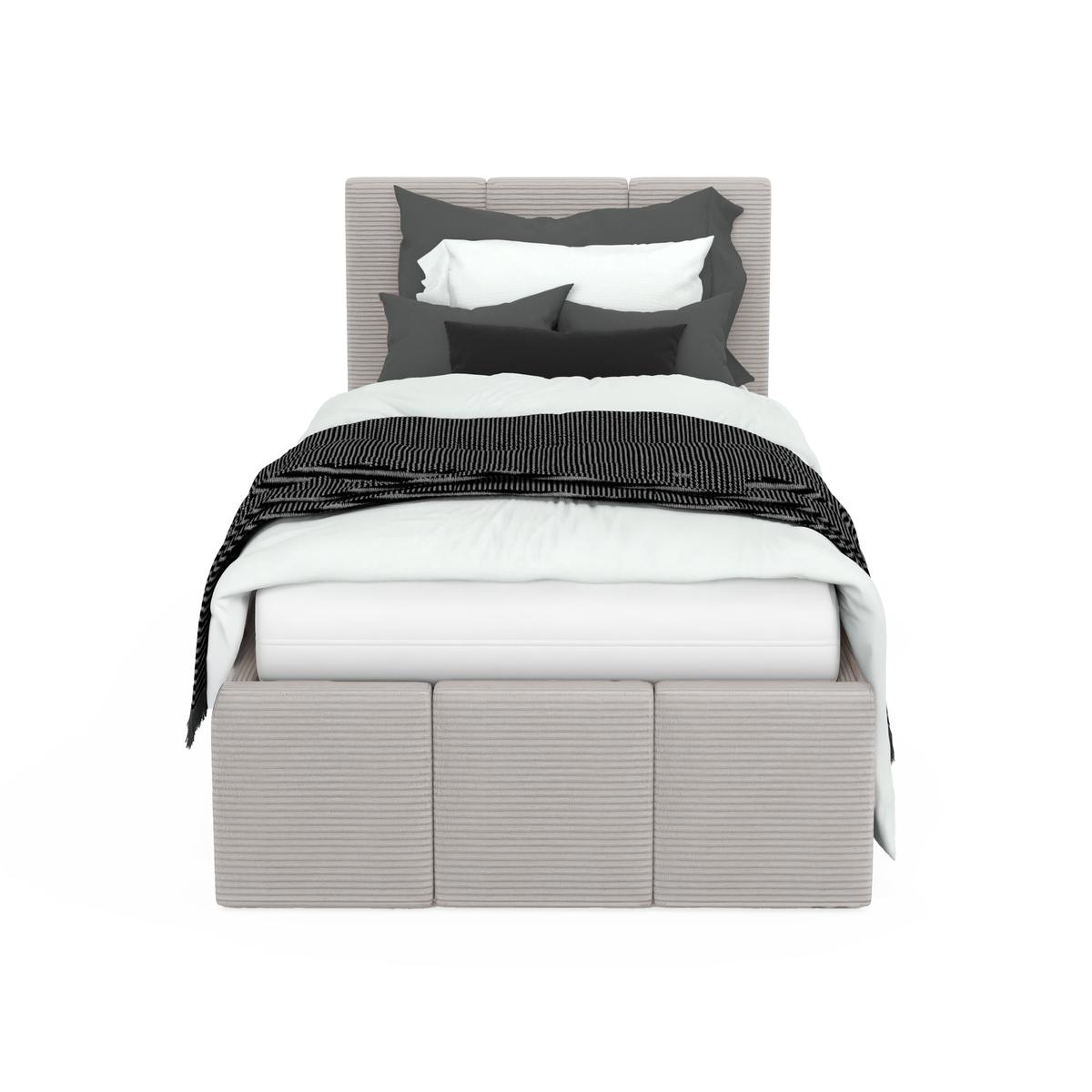 Łóżko Tapicerowane Do Sypialni 90x200cm Podwójne z Pojemnikiem Szary nr. 8