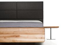 Łóżko BOXSPRING 200x200 elegancka modna rama z litego drewna olchowego z tapicerowanym zagłówkiem - Miniaturka zdjęcia nr 2