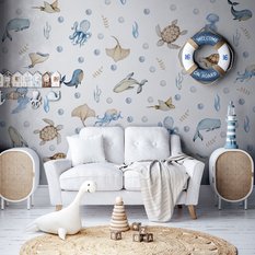 Naklejki Dla Dzieci Morskie Zwierzęta Wieloryby 120x60 Ośmiornice ZESTAW - Miniaturka zdjęcia nr 6