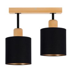 Lampa sufitowa 35x15x31 cm dwupunktowy spot z drewna gwint E27 czarna do salonu - Miniaturka zdjęcia nr 3