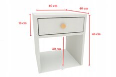 Szafka nocna MONODIS 40x46x40 cm do sypialni biała front czarny - Miniaturka zdjęcia nr 6