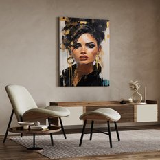 Obraz Złoty PORTRET Kobieca Twarz Styl Glamour Abstrakcja Do Salonu 80x120cm - Miniaturka zdjęcia nr 3