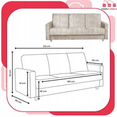Wersalka ALICJA 212x100 cm beżowa rozkładana kanapa z pojemnikiem tapczan do salonu AURA - Miniaturka zdjęcia nr 9