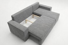 Narożnik Modena 230x52x130 cm z funkcją spania i pojemnikiem sztruks szary do salonu - Miniaturka zdjęcia nr 4