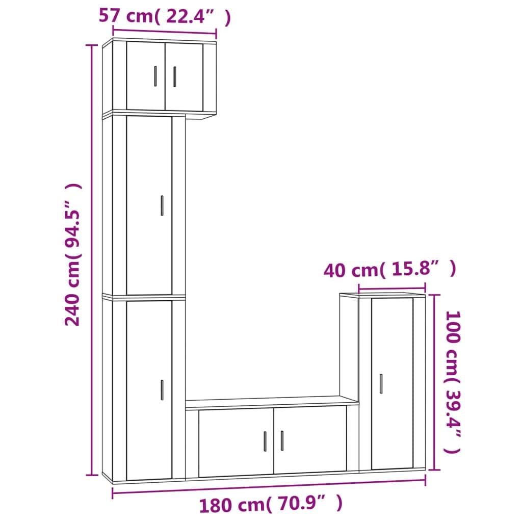 Zestaw szafek RTV 57x34,5x40 cm 5 szt z praktycznymi półkami i drzwiczkami biały połysk do salonu nr. 10