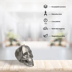 Świeca Skull Low-Poly Brass Small - Miniaturka zdjęcia nr 3