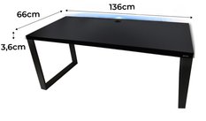 Biurko gamingowe model 2 Low 136x66x3.6 cm czarne loftowe led przepust stabilne do pokoju gracza - Miniaturka zdjęcia nr 2