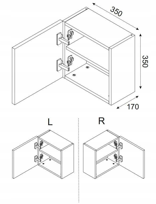 Szafka łazienkowa LUXOR 35 cm wisząca drzwi front MDF 3D kwadratowa dąb czarna do łazienki  nr. 3