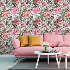 Tapeta Akwarelowe Róże Peonie KWIATY Owoce Motyle 53x1000  - Miniaturka zdjęcia nr 6