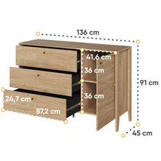 Komoda Cozy 136 cm do sypialni salonu przedpokoju dąb olejowany - Miniaturka zdjęcia nr 4