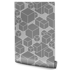 Tapeta Do Salonu Wzór GEOMETRYCZNY Szare Sześciany 53x1000  - Miniaturka zdjęcia nr 1