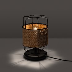 Lampa biurkowa GIZUR 25x15x15 cm loftowa lampka na biurko sznurkowy splot E27 czarna beżowa do biura pokoju - Miniaturka zdjęcia nr 3