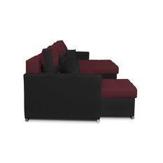 Narożnik Figo BIG 296x74x140 cm kształt U z funkcją spania i przechowywania do salonu Twist czarno bordowy - Miniaturka zdjęcia nr 3