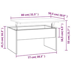 Stolik kawowy 80x50,5x41,5 cm z rozkładanym blatem ze schowkiem biały o wysokim połysku do salonu - Miniaturka zdjęcia nr 9