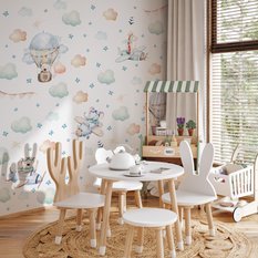 Naklejki Dla Dzieci Zwierzątka Misie Żyrafy 120x60 Balony Chmurki ZESTAW - Miniaturka zdjęcia nr 6