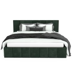 Łóżko tapicerowane 140x200 premium z pojemnikiem do sypialni butelkowa zieleń wezgłowie 107 cm - Miniaturka zdjęcia nr 9