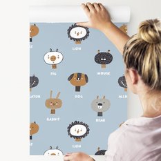 Tapeta Do Pokoju Dzieci Kolorowe ZWIERZĄTKA Napisy  - Miniaturka zdjęcia nr 4