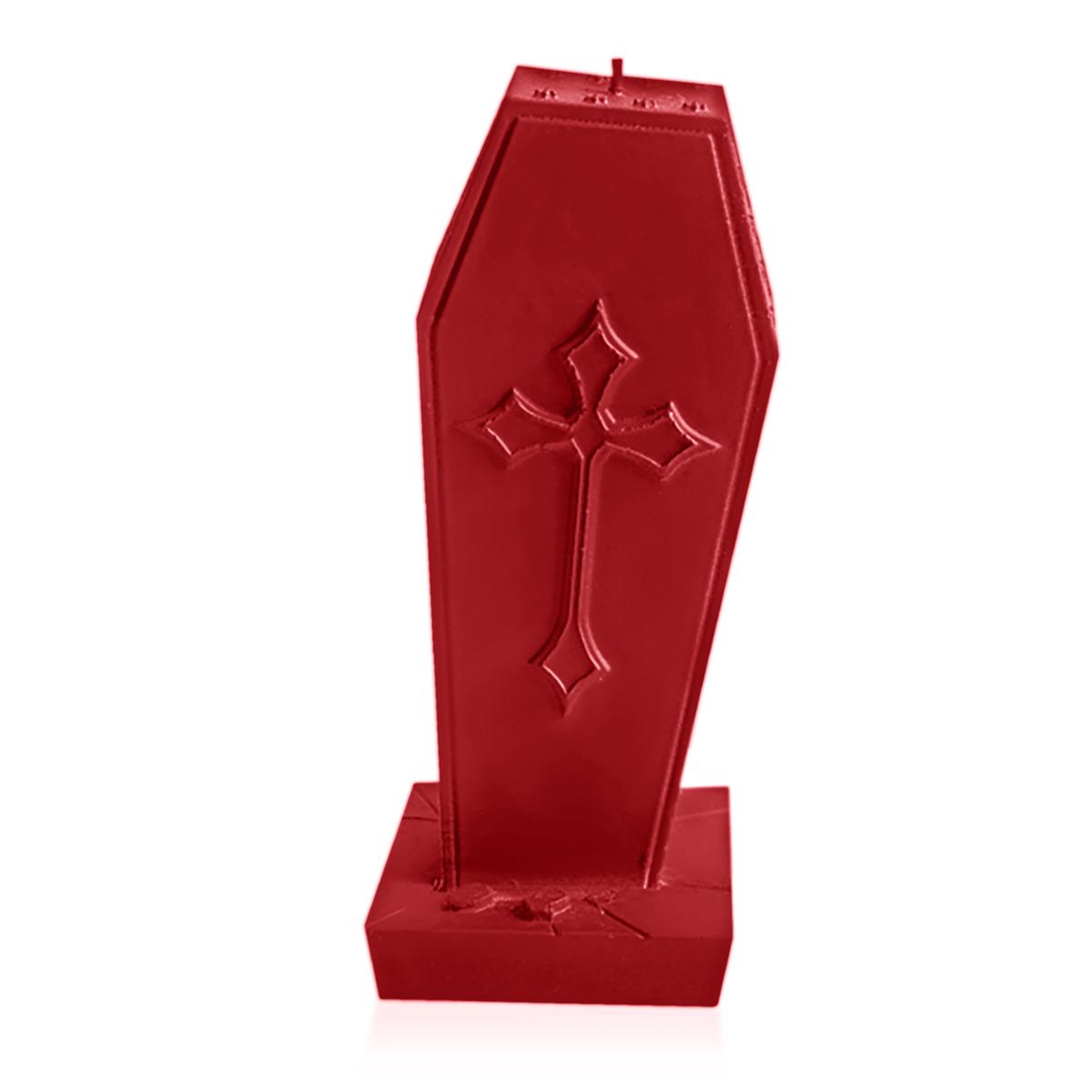 Świeca Coffin with Cross Red