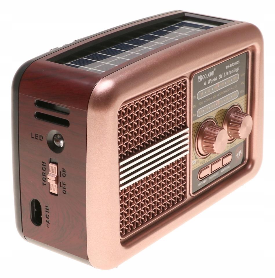 Radio przenośne 20 x 8,5 x 13 cm RETRO z funkcją bluetooth   USB z latarką  ładowany solarnie nr. 5