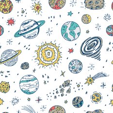 Tapeta dziecięca KOSMOS gwiazdy planety asteroidy, dekoracja nowoczesna - Miniaturka zdjęcia nr 3