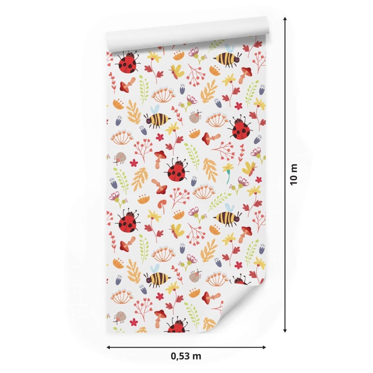Tapeta Do Pokoju Dzieci BIEDRONKI Pszczółki Liście 53x1000  nr. 2