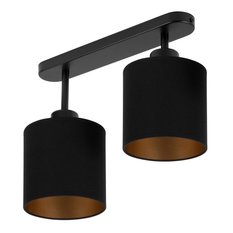 Lampa sufitowa 37 x 15 x 30 cm dwupunktowy spot gwint E27 czarna z czarnymi abażurami do salonu - Miniaturka zdjęcia nr 1