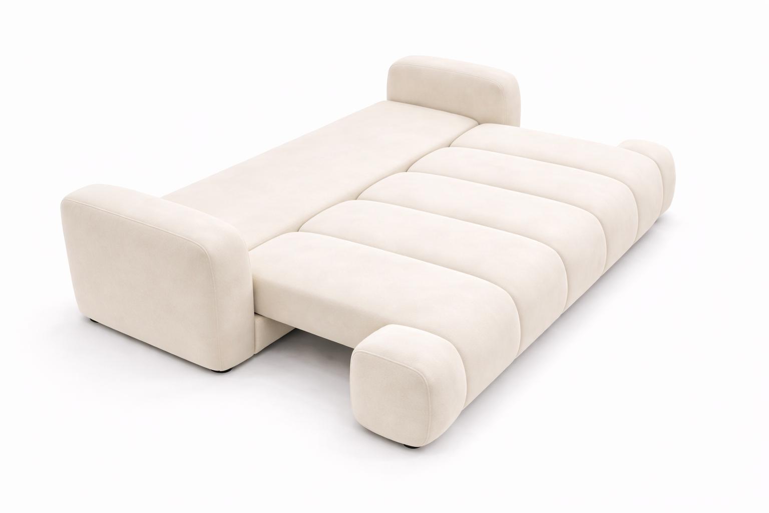 Kanapa rozkładana trzyosobowa Mediolan 250 cm BLUVEL 22 sofa z funkcją spania velvet kremowa nr. 4