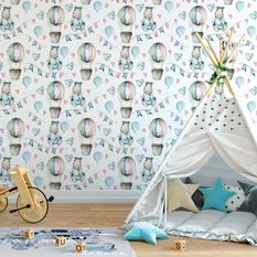 Tapeta Do Pokoju Dziecka ZWIERZĘTA Balony Serca  - Miniaturka zdjęcia nr 6