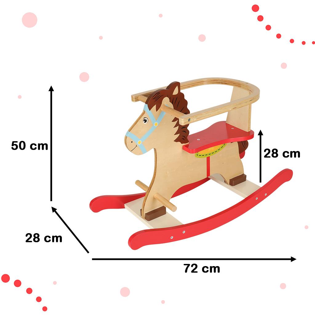 Koń na biegunach 72 cm bujak dla dziecka z oparciem drewniany nr. 3