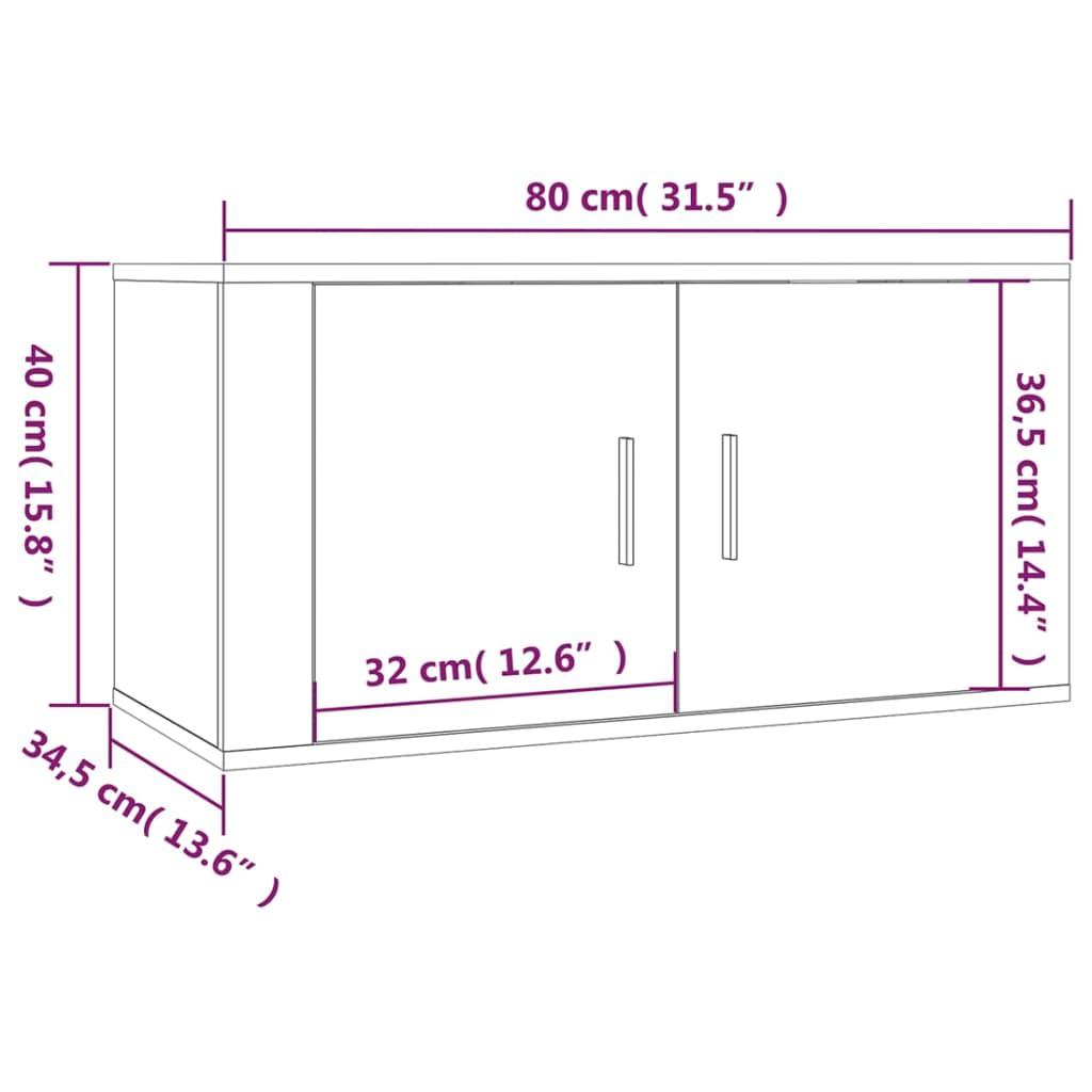 Zestaw szafek RTV 80x34,5x40 cm 3 szt białe z połyskiem do salonu nr. 8