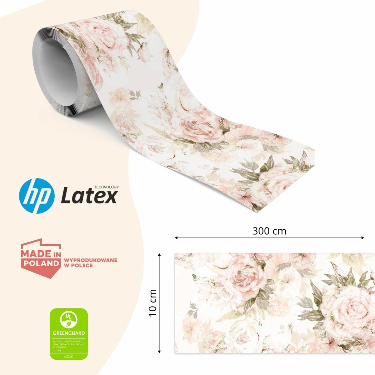 Samoprzylepny Pasek Dekoracyjny KWIATY Piwonie Peonie Styl Retro Rośliny nr. 2