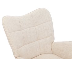 Fotel uszak tapicerowany wypoczynkowy 69x63x89 cm do salonu biura nogi dąb beżowy - Miniaturka zdjęcia nr 7