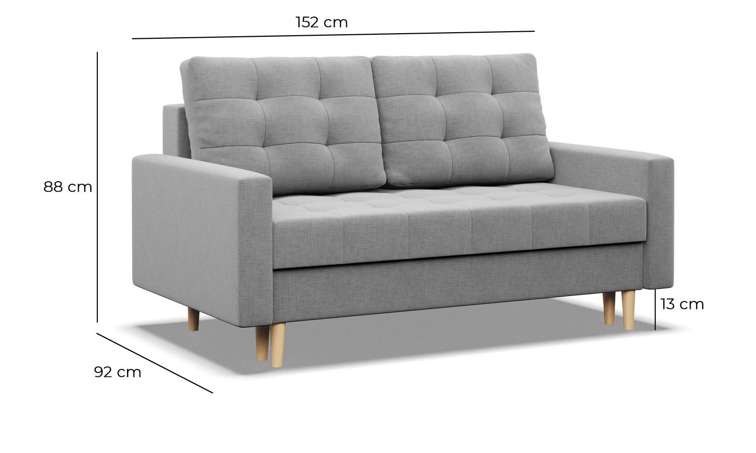 Sofa ELMA 152x88x92 cm 2-osobowa skandynawska rozkładana z pojemnikiem na nóżkach sprężyna bonell do salonu kanapa czarna nr. 9