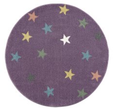 Dywan dziecięcy okrągły Violet Stars Round 160 cm do pokoju dziecięcego fioletowy w gwiazdki - Miniaturka zdjęcia nr 3