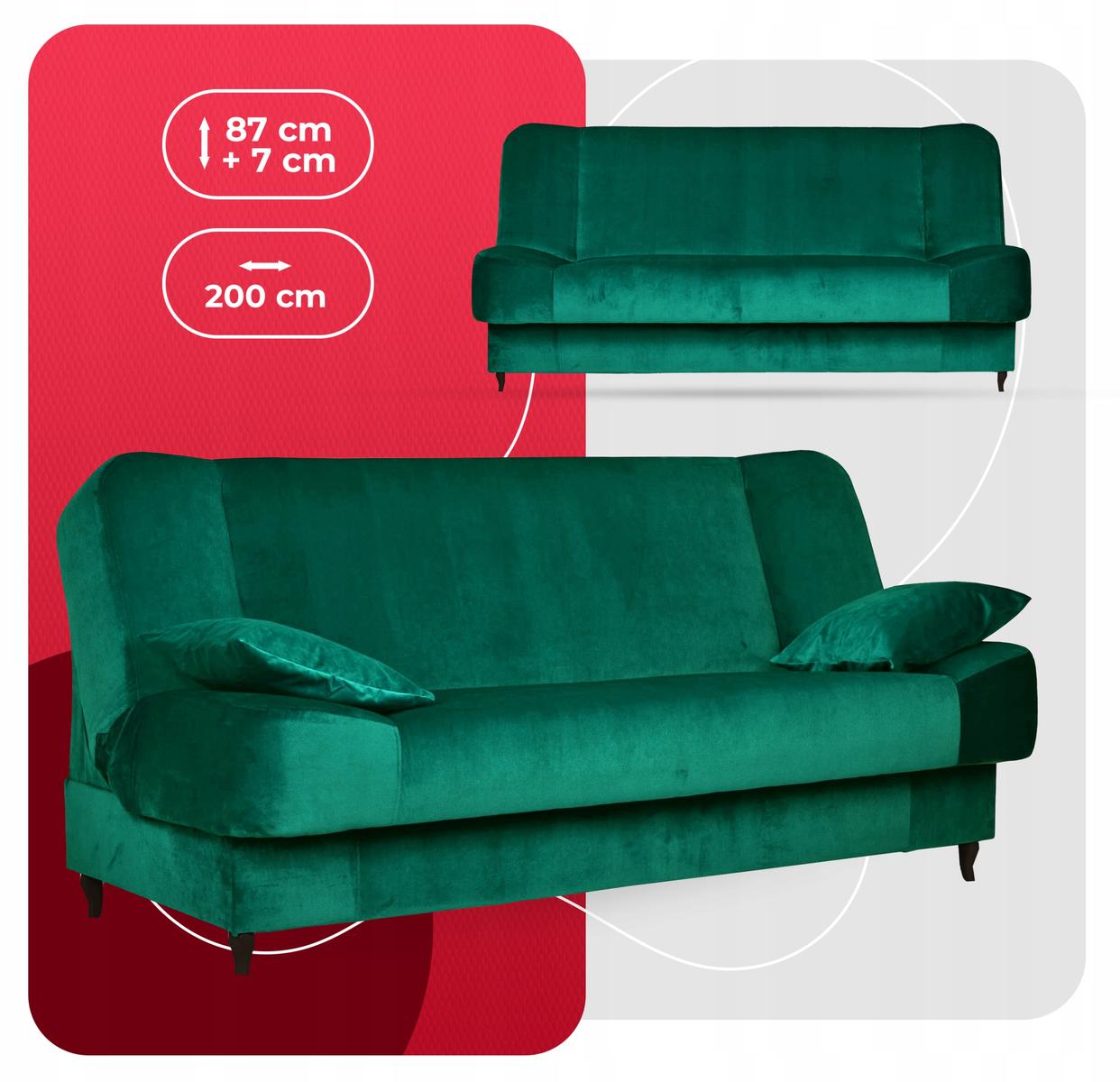 Wersalka kanapa sofa tapczan rozkładana Sara Family meble zielona nr. 3