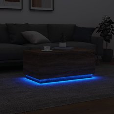 Stolik kawowy 90x50x40 cm z oświetleniem LED brązowy dąb do salonu - Miniaturka zdjęcia nr 5