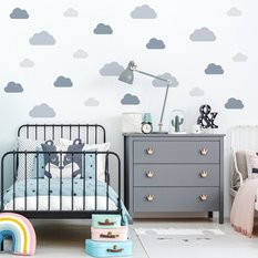NAKLEJKA NA ŚCIANĘ DO POKOJU DZIECKA SZARE 120x60 CHMURKI OZDOBA - Miniaturka zdjęcia nr 2