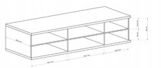 Szafka RTV 160,6x53,4 cm dąb artisan/czarny pod telewizor lamele metalowe nogi do salonu  - Miniaturka zdjęcia nr 6