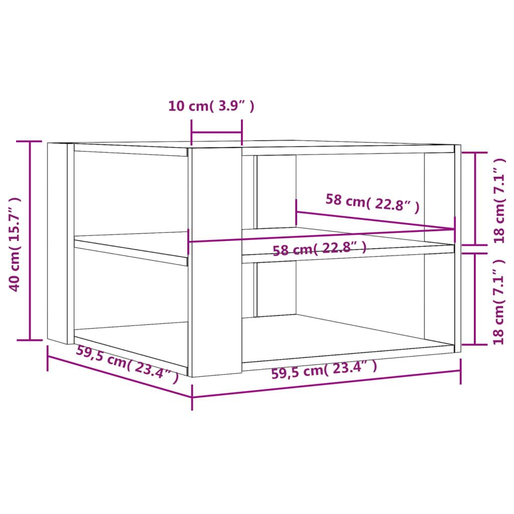 Stolik kawowy 59,5x59,5x40 cm z przestronnymi półkami szarość betonu do salonu nr. 9