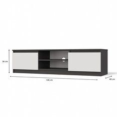 Szafka RTV Malwa 36x140x40 cm do salonu stolik pod telewizor antracyt biały - Miniaturka zdjęcia nr 5