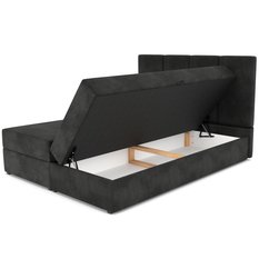 Łóżko kontynentalne 160x200x113 cm tapicerowane podwójne z materacem czarne - Miniaturka zdjęcia nr 11