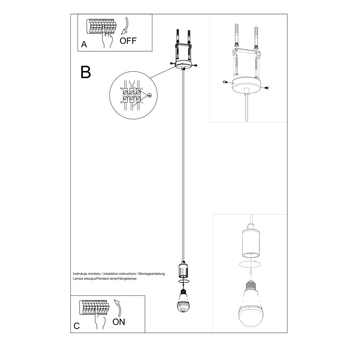 Lampa wisząca EDISON czarna 106x8x8cm nowoczesna E27 do salonu nr. 5